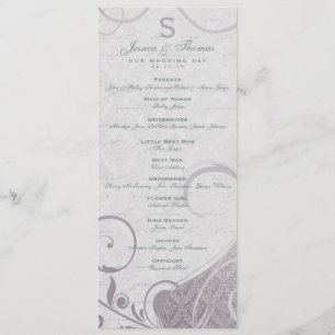 Programme Poster rustique : Subtle Turquoise Purple Wedding