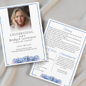 Programme Pretty Blue Hydrangea Celebrating Life - Funeral