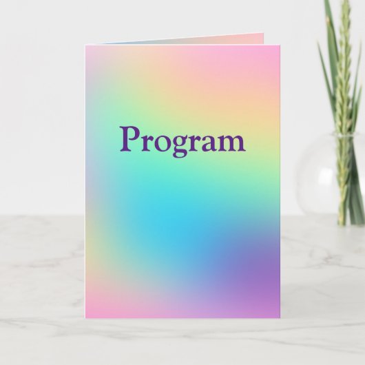 Programme Pretty Pastel Rainbow Gradient Wedding Program (Devant)