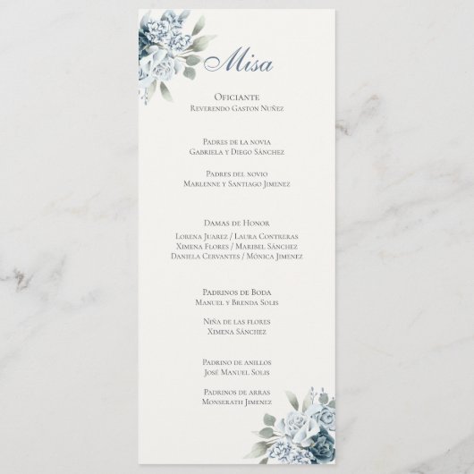 Programme Programa de Blue Mariage en español (Dos)