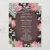 Programme Protea Eucalyptus illumine bois Mariage rustique (Devant / Derrière)