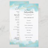 Programme Purist Blue Watercolor Gold Mariage de ligne géomé (Devant / Derrière)