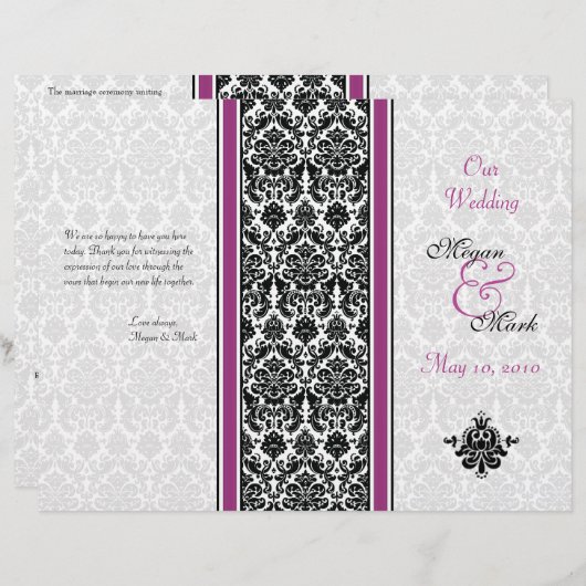 Programme Purple et Black Mariage damassé (Devant / Derrière)
