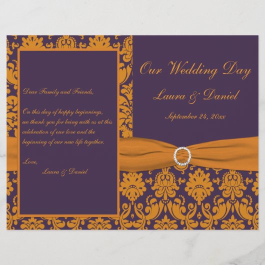 Programme Purple et Orange Mariage damassé (Devant)