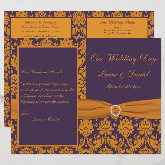 Programme Purple et Orange Mariage damassé (Devant / Derrière)