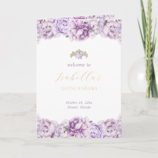 Programme Purple Gold Quinceanera Princess Padrinos (Devant)