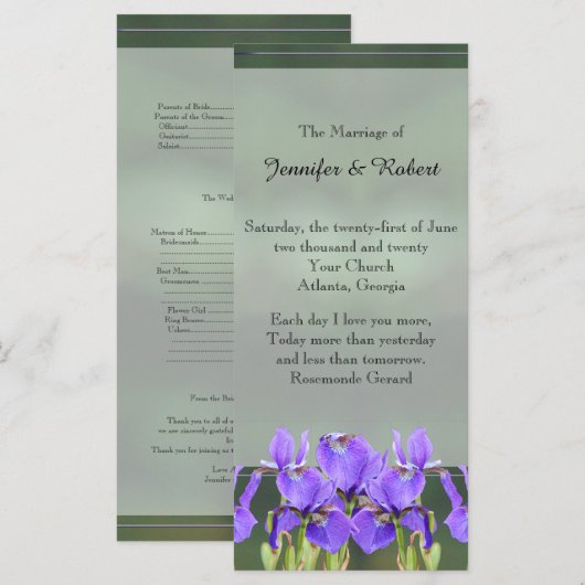 Programme Purple Iris Wedding Program (Devant / Derrière)