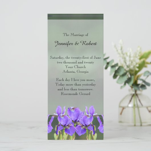 Programme Purple Iris Wedding Program (Debout devant)