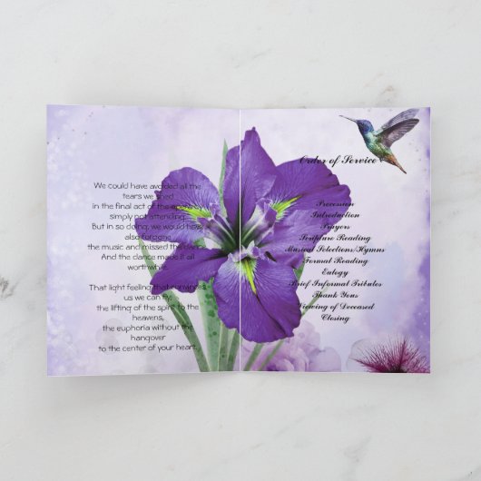 Programme Purple Irises & Hummingbird Funeral Program (Intérieur)