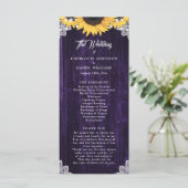 Programme Purple Sunflower Wood Floral Lace Wedding Program (Debout devant)