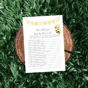 Programme Qui Connaît Papa-To-Be Game Girl Teddy Bear Card