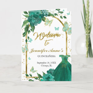 Programme Quinceanera Butterflys Emerald Green Gown Programm