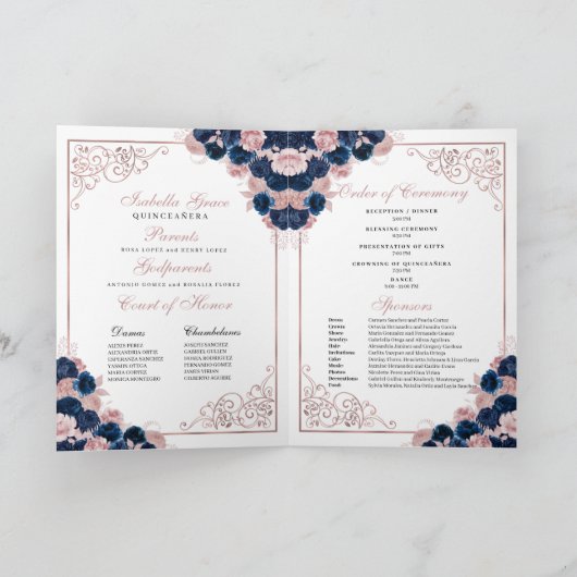 Programme Quinceanera de papillon bleu et rose de  (Intérieur)