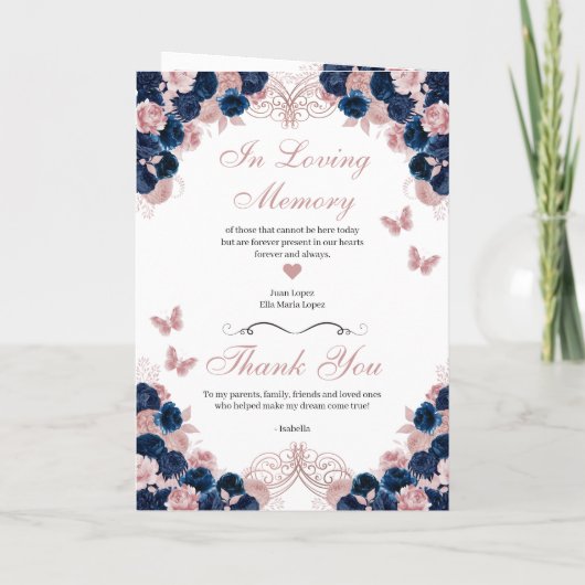 Programme Quinceanera de papillon bleu et rose de  (Dos)