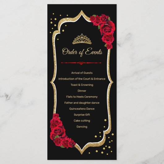 Programme Quinceanera d'or rouge noir (Dos)
