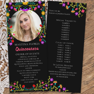 Programme Quinceanera Floral Fiesta Mexicaine Photo Noire