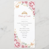 Programme Quinceanera Floral Or Rose Menu (Dos)