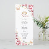 Programme Quinceanera Floral Or Rose Menu (Debout devant)