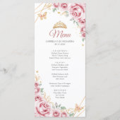 Programme Quinceanera Floral Or Rose Menu (Devant)