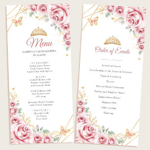 Programme Quinceanera Floral Or Rose Menu