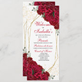 Programme Quinceanera Floral Rouge et Or (Devant / Derrière)