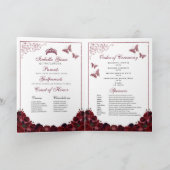 Programme Quinceanera Florale Bourgogne Papillons Tiara (Intérieur)