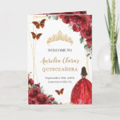 Programme Quinceanera Florale Rouge Princesse Padrinos Événe (Devant)