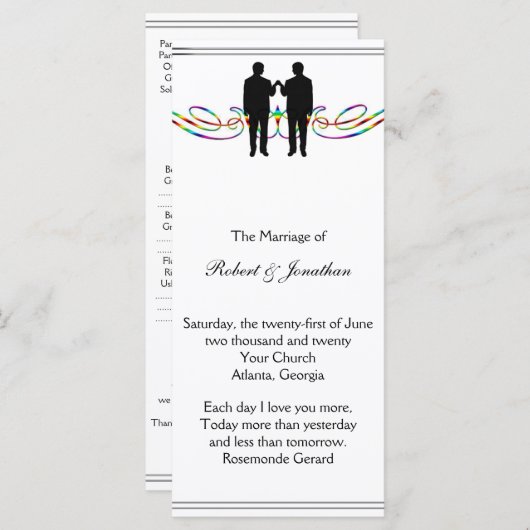 Programme Rainbow Elegance Groom Gay Wedding Program (Devant / Derrière)