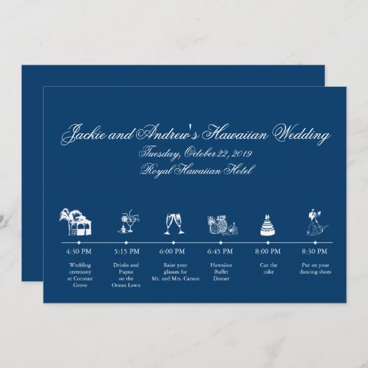 Programme Réception de mariage bleu de la Marine Calendrier  (Devant / Derrière)