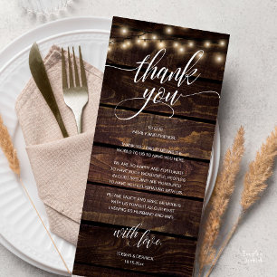 Programme Réception de mariage rustique Boho