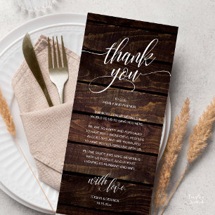 Programme Réception de mariage rustique Boho