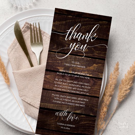 Programme Réception de mariage rustique Boho