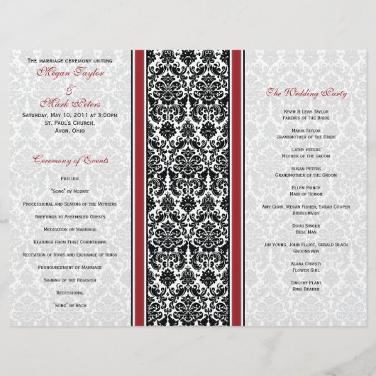 Programme Red and Black Mariage damassé (Dos)