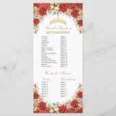 Programme Red and Gold Floral Quinceanera Order of Events (Dos)