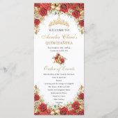 Programme Red and Gold Floral Quinceanera Order of Events (Devant)