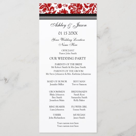 Programme Red Black Mariage damassé (Dos)