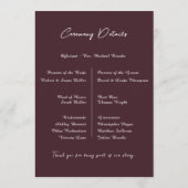 Programme Red Blush Floral Wedding Elegant Romantic (Dos)