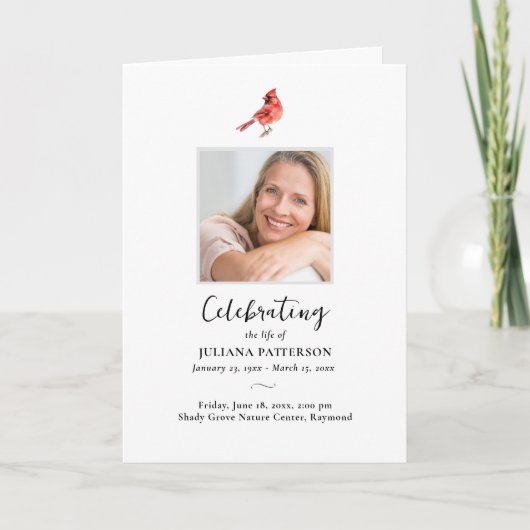 Programme Red Cardinal Bird, Ordre de service Funérailles Ph (Devant)