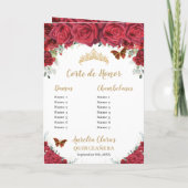Programme Red Floral Princess Quinceañera Ordre des événemen (Dos)