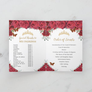 Programme Red Floral Princess Quinceañera Ordre des événemen