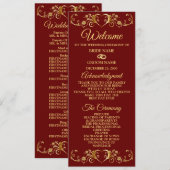 Programme Red Golden Geometric Elegant Wedding  (Devant / Derrière)