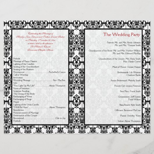 Programme Red, White et Black Mariage damassé (Dos)