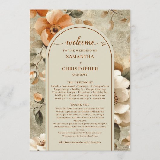 Programme Refined Boho Copper Ivory Sage Wedding Program (Devant)