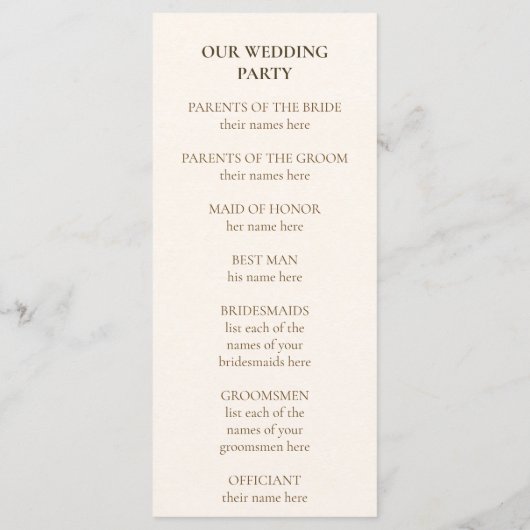 Programme Refined Gold Frame Wedding Program (Dos)