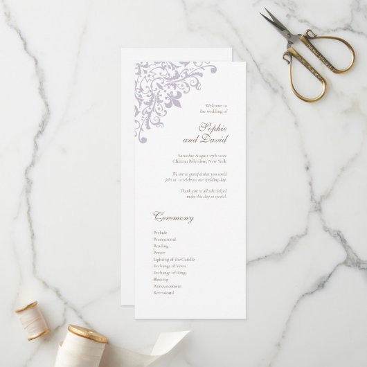 Programme Régence Française Purple Fleur de Lis Mariage Moti (Devant/Arrière en situation)