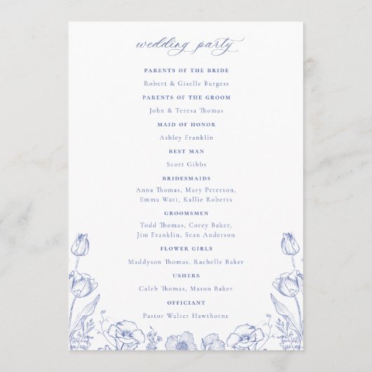 Programme Regency Blue Monogram Crest Mariage (Dos)