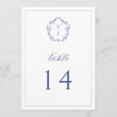 Programme Regency Blue Monogram Crest Mariage Numéro de tabl (Devant)