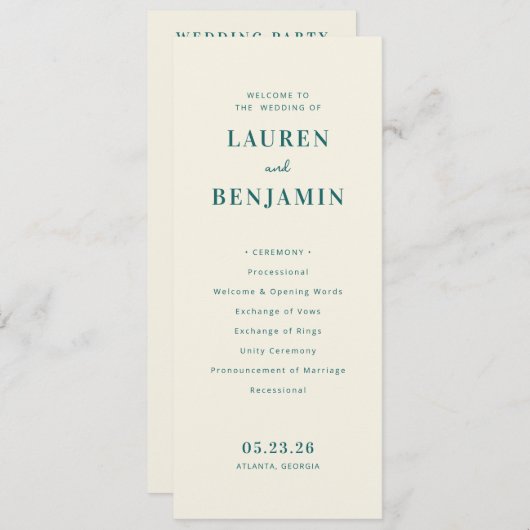 Programme Retro Botanica and Teal Wedding (Devant / Derrière)