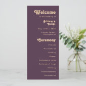 Programme Rétro moderne | Dark Purple Cream Wedding Programm (Debout devant)