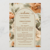 Programme Romantic Boho Rust Ivory Olive Sage Floral Wedding (Devant)